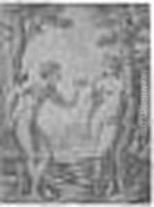 Adam And Eve (bartsch 1; Delaborde 1) by Marcantonio Raimondi