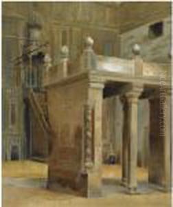Interior Of A Mosque, Cairo by Theodore Jacques Ralli