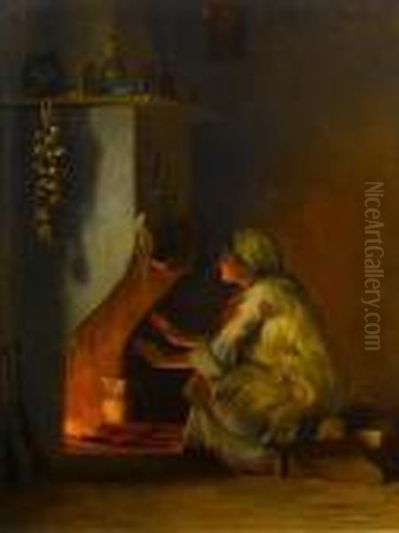 Young Girl By A Fire - view 1
