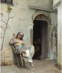 Turkish Woman Smoking by Theodore Jacques Ralli