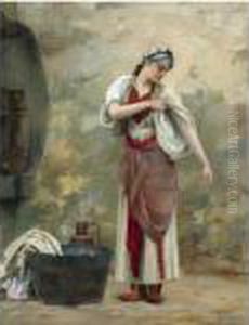 La Lavandiere (the Laundress) by Theodore Jacques Ralli