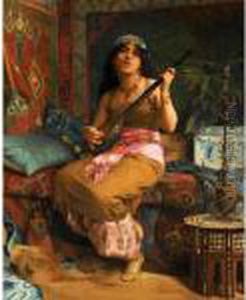 Nasli (jouant De Le Guitare) by Theodore Jacques Ralli