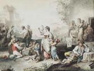 Sceny Z Rzymskiej Trasteveriny by Johann Heinrich Ramberg