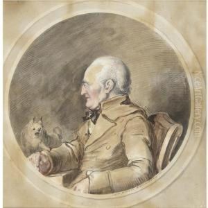 Portrait Said To Be Of Baron Munchhausen, Seated In Profile, With His Dog