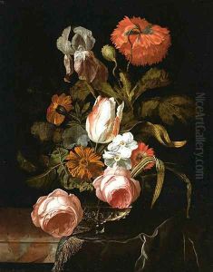 A tulip and Roses by Isaak Denies