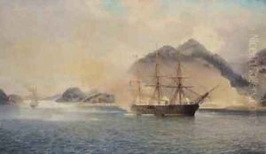 Naval Battle of the Strait of Shimonoseki by Jean Baptiste Henri Durand-Brager