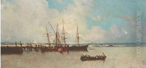 The deserted harbour by Jean Baptiste Henri Durand-Brager
