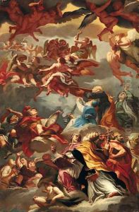 Moses and the Fathers of the Latin Church with music-making angels by Vito D'Anna