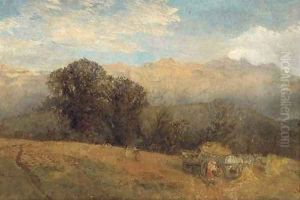 Harvesting amid showers by Alfred Dawson