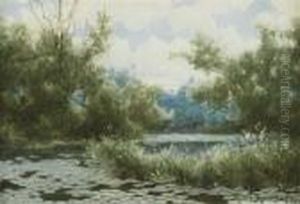 Stream With Lily Pads by Milne Ramsey