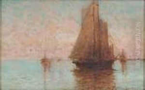 Sailboats At Sunset by Milne Ramsey