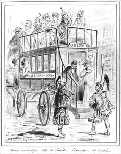 Bus service between the Comedie Francaise and the Odeon by Renard Jules Draner