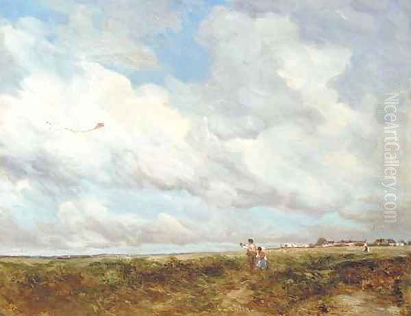 On the common, kite flying - view 1
