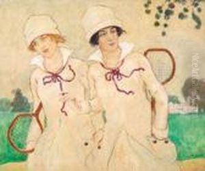 Joueuses De Tennis by Richard Ranft