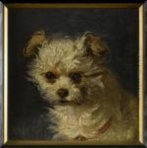 Study Of A Terrier's Head by Johann Matthias Ranftl