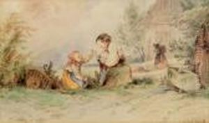 Zwei Spielende Kinder by Johann Matthias Ranftl