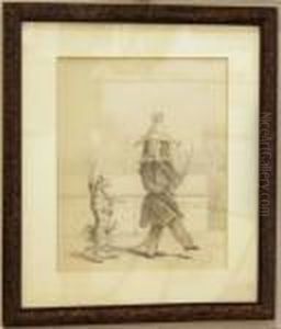 Attribuito/attributed Ragazzo Giocando Con Cane