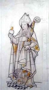 St Augustine of Hippo study for a stained glass window at Chester Cathedral by William Daniels