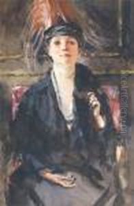 An Elegant Lady In Aninterior by William Bruce Ellis Ranken