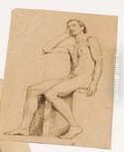 Nudo Maschile Seduto - 1860 by Daniele Ranzoni