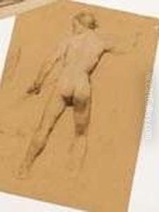 Nudo Maschile Di Schiena, Nell'atto Di Remare - 1860