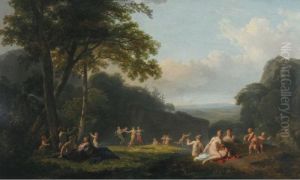 Venus And Her Attendants Frolicking And Bathing In An Acadian Landscape