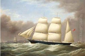 The barque Alfred Hawley off the Skerries on her way into Liverpool by Etheline Eva Dell
