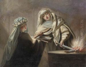 The Sacred Fire: Two Vestal Virgins Tending The Hearth by Jean Raoux