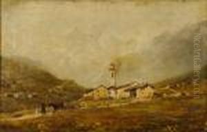 Paesaggio Montano Con Carretto by Camillo Rapetti