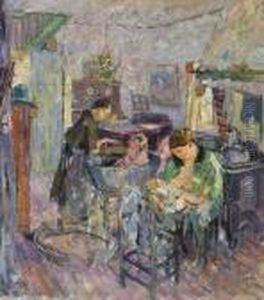 Interior With Women And Children by Joseph Morris Raphael
