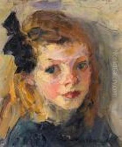 A Portrait Of A Girl With A Black Bow, Thought To Be The Artist's Daughter by Joseph Morris Raphael