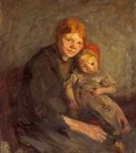 A Portrait Of Two Girls, Thought To Be The Artist's Daughters