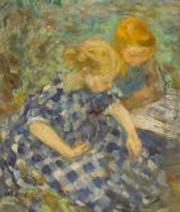 Two Children Reading by Joseph Morris Raphael