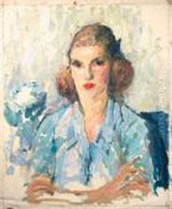 A Portrait Of A Lady In Blue