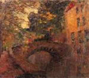 A Canal In Bruges In Autumn by Joseph Morris Raphael