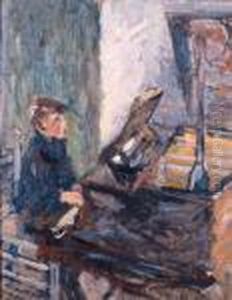 Piet (pianist): The Son Of The Artist Playing The Piano by Joseph Morris Raphael