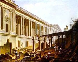 Demolition of the Hotel de Bourbon and clearing the Louvre Colonnade by Pierre-Antoine Demachy