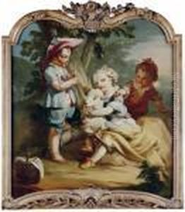 Jeunes Bergers Jouant De La Musique Et Charmant Un Agneau by Michele Antonio Rapous