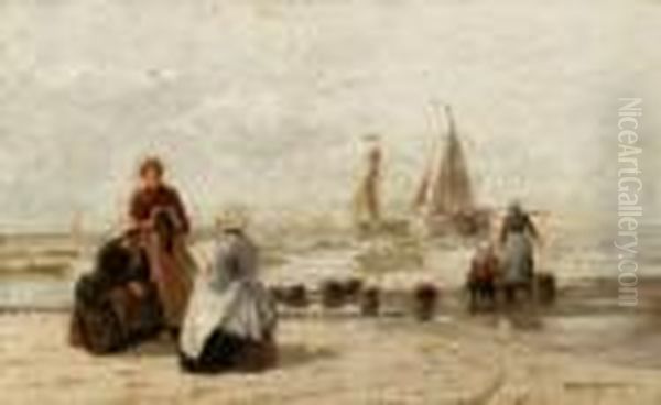 Ladies On The Beach, Signed "heinrich Rasch, Munchen" L.r - view 1