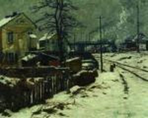 Winterliche Hinterhofe An Den Gleisen