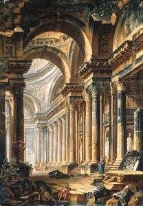 The interior of a Basilica by Pierre-Antoine Demachy