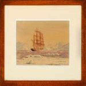 A Danish Barque Inan Greenlandic Inlet by J.E. Carl Rasmussen