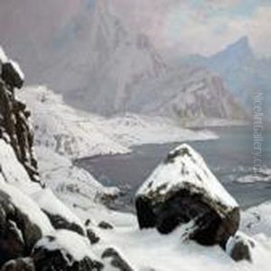 Greenlandic Landscape With A Family Waiting The Homecoming Of The Sealer by J.E. Carl Rasmussen