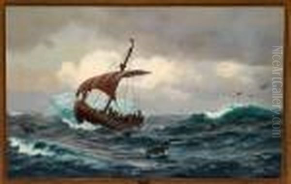 Erik Den Rode And His Crew On 
Board A Viking Ship Along The Coast Line Of Greenland In The Year 1000 - view 1