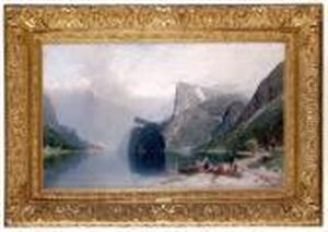 Fjordlandskap Med Figurer