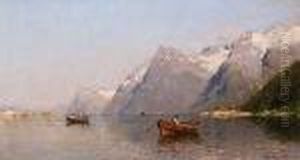 Sonniger Fjord Mit Fischern