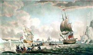 The North West or Daviss Streights Whale Fishery by Robert Dodd