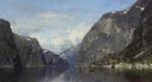 Fjordlandschaft. by Georg Anton Rasmussen