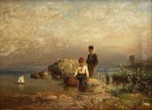 To Lekende Gutter Ved Strand 1867 1867