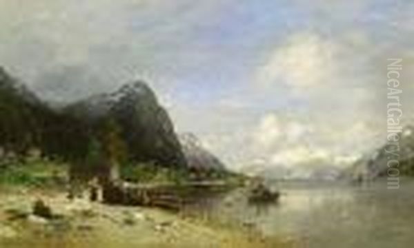 Fjordlandskap Med Folkeliv - view 1